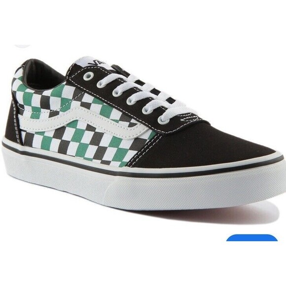 Vans Off the Wall US youth 7.0 Black/White/Green Checker Skate Canvas Sneaker - Picture 9 of 9